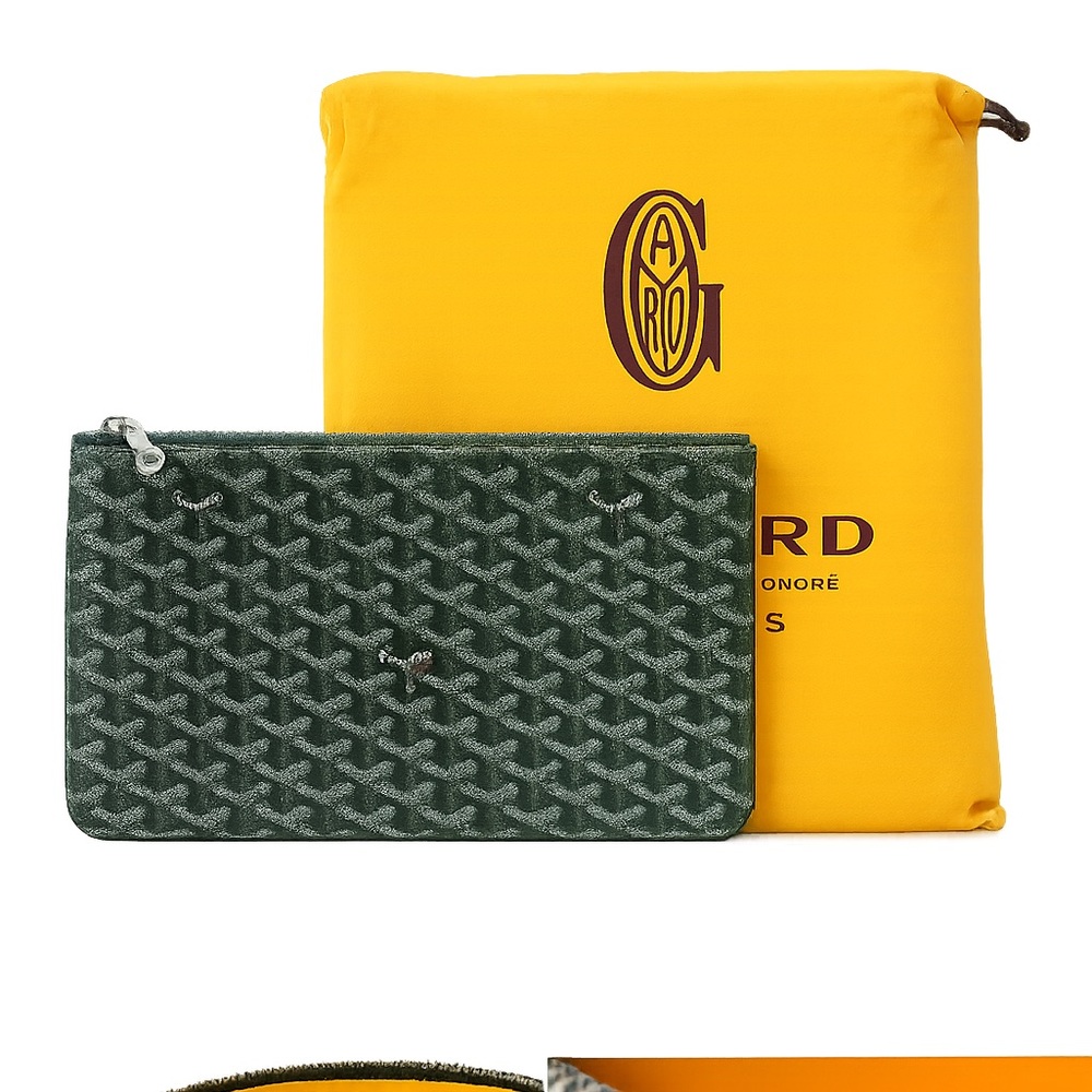 Goyard Green Chevron Zip Pouch
